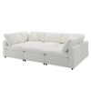 Modern Modular Cloud Sofa Bed, 6 Seat Chenille Sectional Couch Set With Ottoman, Free Combination, Convertible U Shaped Sleeper Sofa - Beige - Image 10