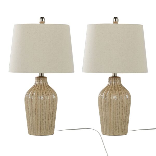 Rockwell - Contemporary Table Lamp (Set of 2) - Cuban Sand / Polished Nickel / Natural