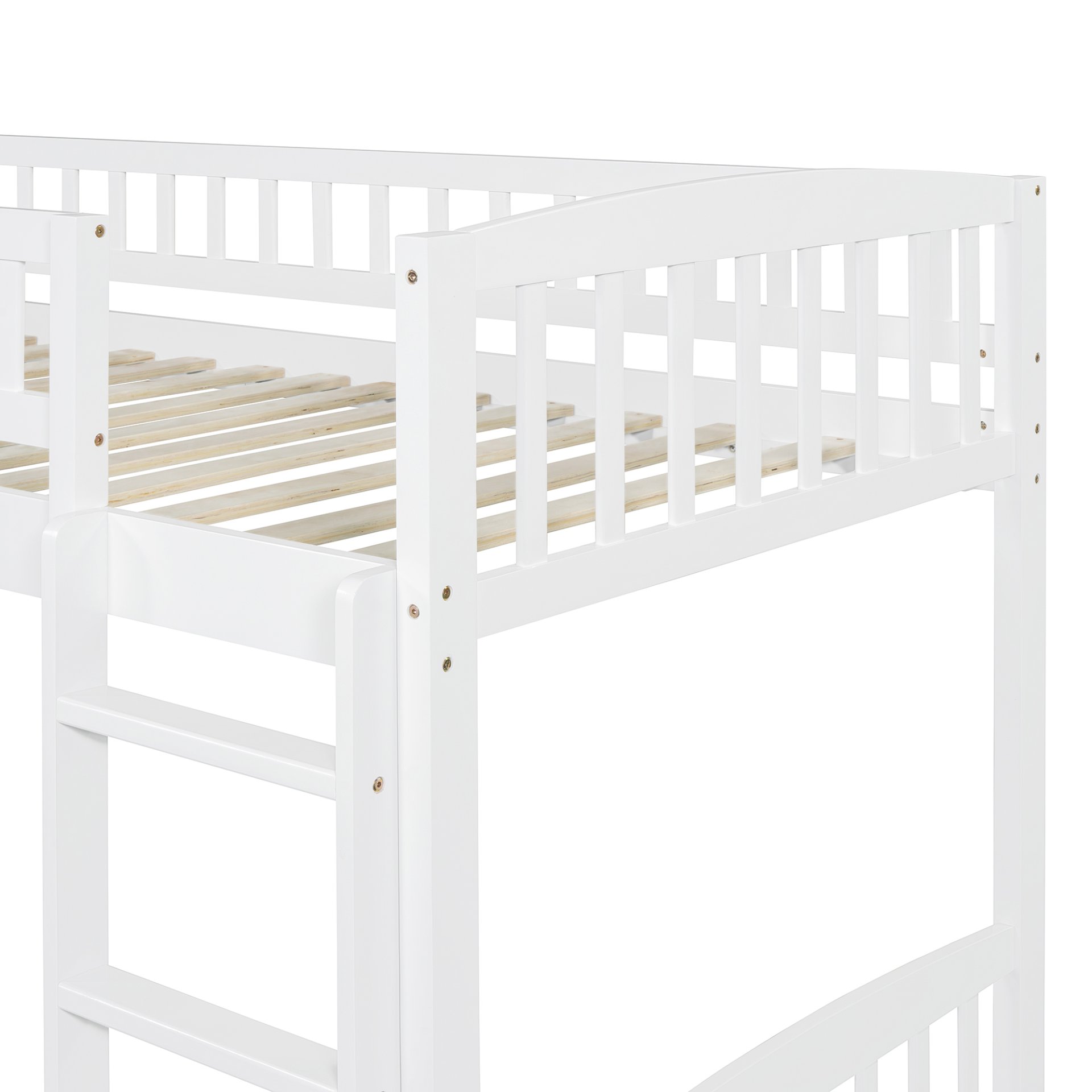 Twin Size Loft Bed With Slide And Ladder - White - Image 9