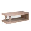 Rustic Solid Wood Coffee Table With Open Shelf, Modern Farmhouse Design - Light Natural / Natural - Image 5