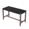 5 Piece Counter Height Dining Set, Faux Marble Bar Table With 4 Upholstered Chairs, Mid Century Style For Kitchen - Black / Beige - Image 4