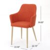 Mid Century Modern Fabric Upholstered Dining Chairs Armchairs - Muted Orange - Image 3