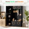 Tall Hall Tree With Shoe Storage, 4 In 1 Entryway Bench With 6 Cabinets, 4 Coat Hooks & Adjustable Shelf For Hallway - Black - Image 6