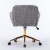 Office Chair, Artificial Rabbit Hair Home Office Chair With Golden Metal Base, Adjustable Desk Chair Swivel Office Chair, Vanity Chair - Gray - Image 10