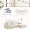 Shaped Sectional Sofa, Full Compression 3 Seater Cloud Couch With Chaise Sofa For Living Room, Ultra Soft Deep Seat Modular Sofa - Beige - Image 5