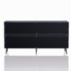 Modern Lacquered 4 Door Wooden Cabinet Sideboard Buffet Server Cabinet Storage Cabinet, For Living Room, Entryway, Hallway, Office, Kitchen And Dining Room - Distressed Black - Image 10