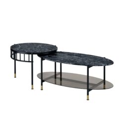 Silas - Engineered Stone Top Nesting Table - Black
