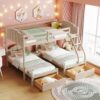 Full Over Twin & Twin Triple Bunk Bed With Drawers And Guardrails - Beige - Image 19