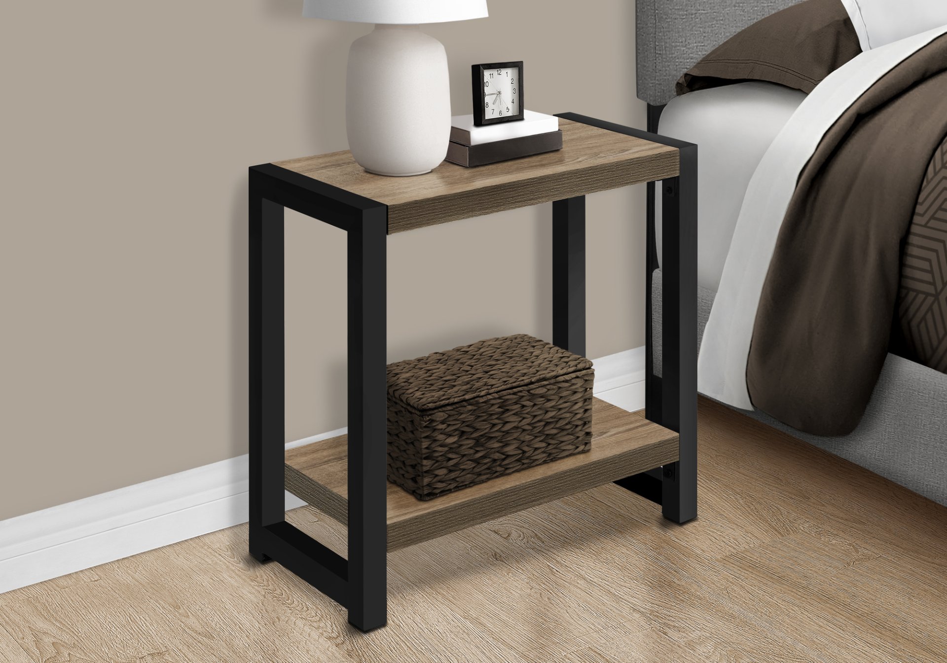 Accent Side Table, Narrow, Small, 2 Tier, Versatile Placement - Taupe - Image 4