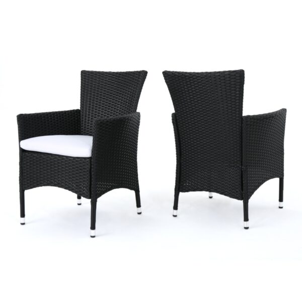 Dimensional Outdoor Dining Chair With Cushion Seat And Iron Frame, (Set of 2) - Black
