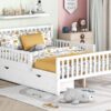 Full Size Platform Bed With Guardrails On Both Sides And 2 Storage Drawers - White - Image 12