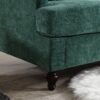 Mid Century Modern Chenille Fabric Loveseat Sofa, 2 Seat Upholstered Couch With Wood Feet - Emerald - Image 9