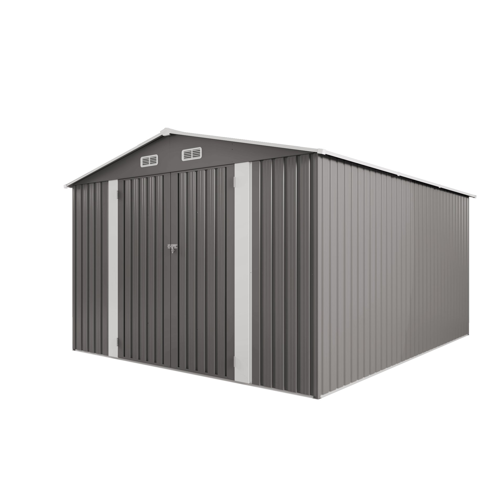 Large Metal Garden Shed With Double Door And Windows Waterproof Tool Shed - Gray - Image 15