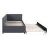 Upholstered Daybed With Trundle Twin Size Sofa Bed Frame No Box Spring Needed, Linen - Gray - Image 5