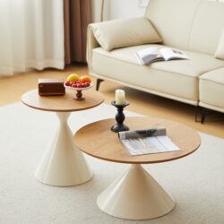 Round Coffee Table - Brown / White