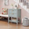 2 Drawer Side Table, American Style, End Table, Suitable For Bedroom, Living Room, Study - Light Gray - Image 4