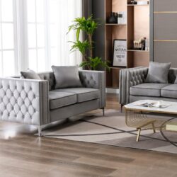 Lorreto - Velvet Loveseat - Gray