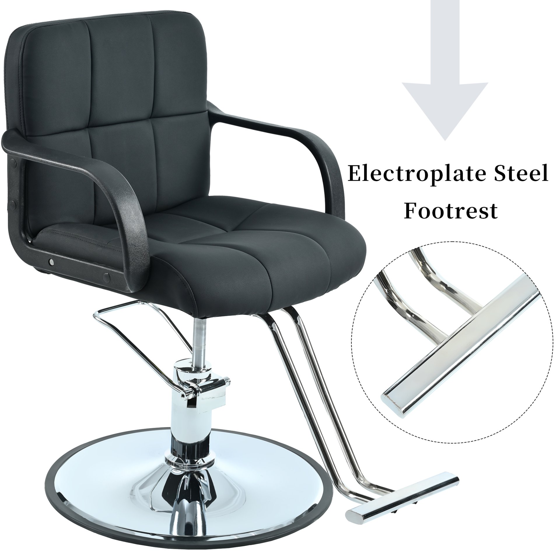 Barber Chair, Salon Chair For Hair Stylist, Stylist Chair With Heavy Duty Hydraulic Pump Adjustable Hydraulic Chair For Hair Stylist Women Man, Max Load Weight 330 Lbs - Black - Image 8