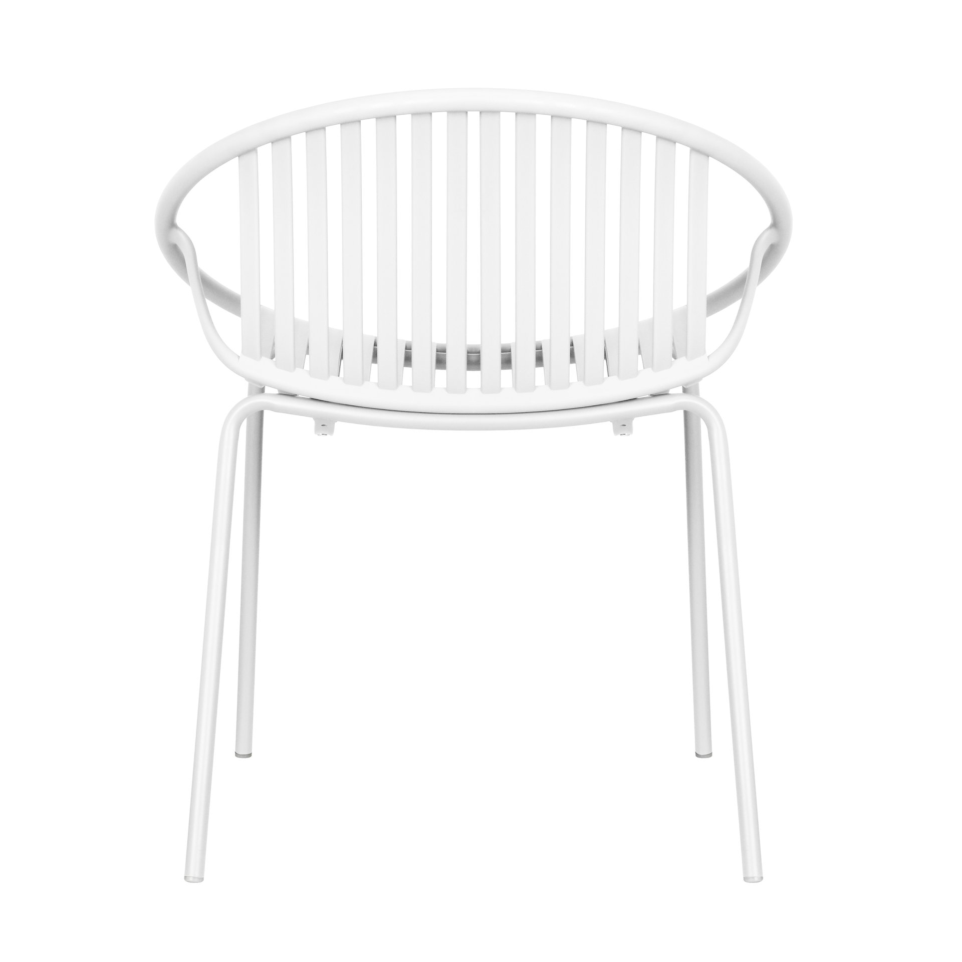 Modern Simple Art Style Patio Dining Chairs Stackable With Breathable Design, Metal Legs And Plastic Backrest (Set of 2) - White - Image 11