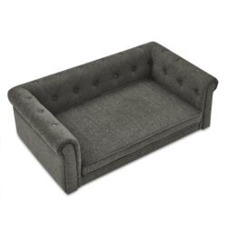 Modern Style Elegant Rectangle Pet Bed For Small And Medium Dogs, Durable Elevated Dog Sofa - Dark Gray