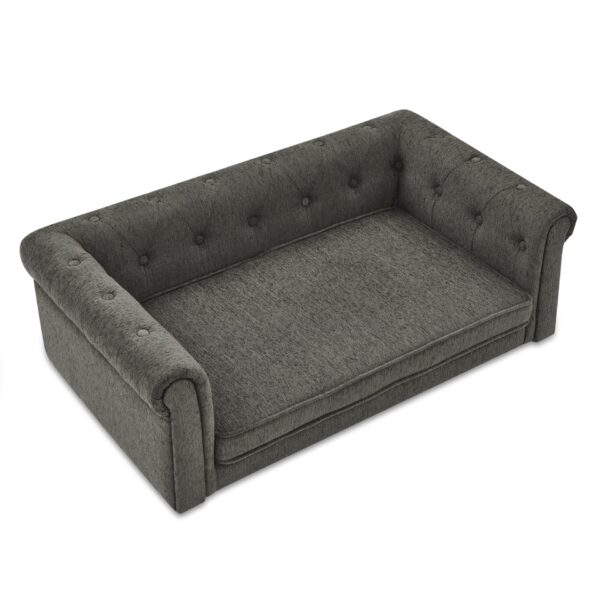 Modern Style Elegant Rectangle Pet Bed For Small And Medium Dogs, Durable Elevated Dog Sofa - Dark Gray