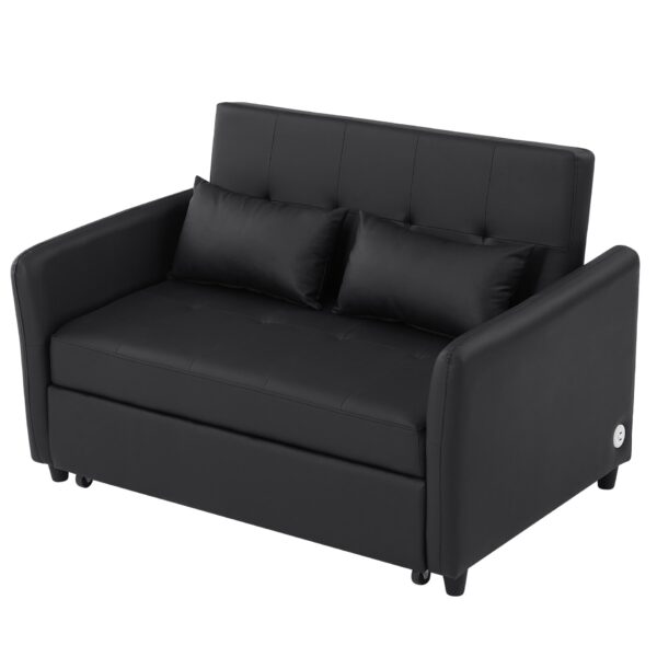 Convertible Sleeper Bed, Adjustable Oversized Armchair With 3 USB Ports For Small Space - Black