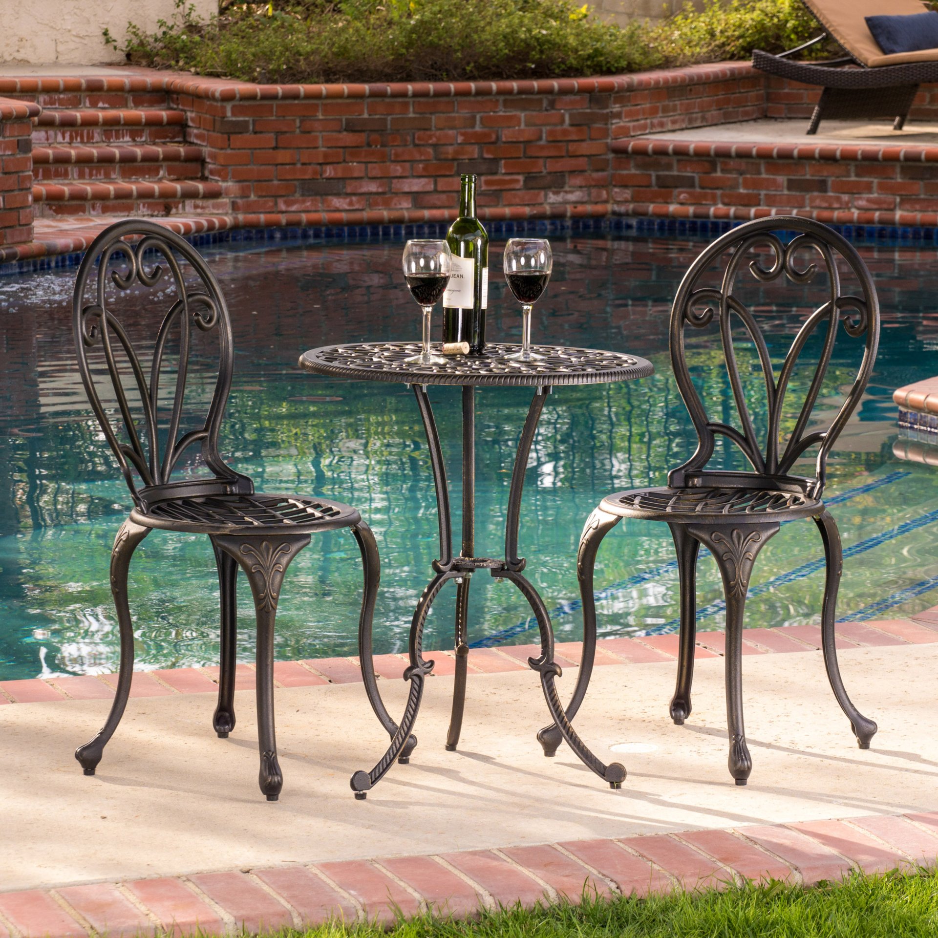 Thomas - 3 Pieces Cast Bistro Set - Black / Gold - Image 4