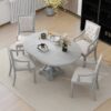 5 Piece Dining Set Retro Extendable Round Table And 4 Chairs For Kitchen Dining Room - Antique Gray Oak - Image 3