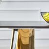 Patterned Slab Dining Table With Golden Stainless Steel Butterfly Legs - Black / Gold - Image 11