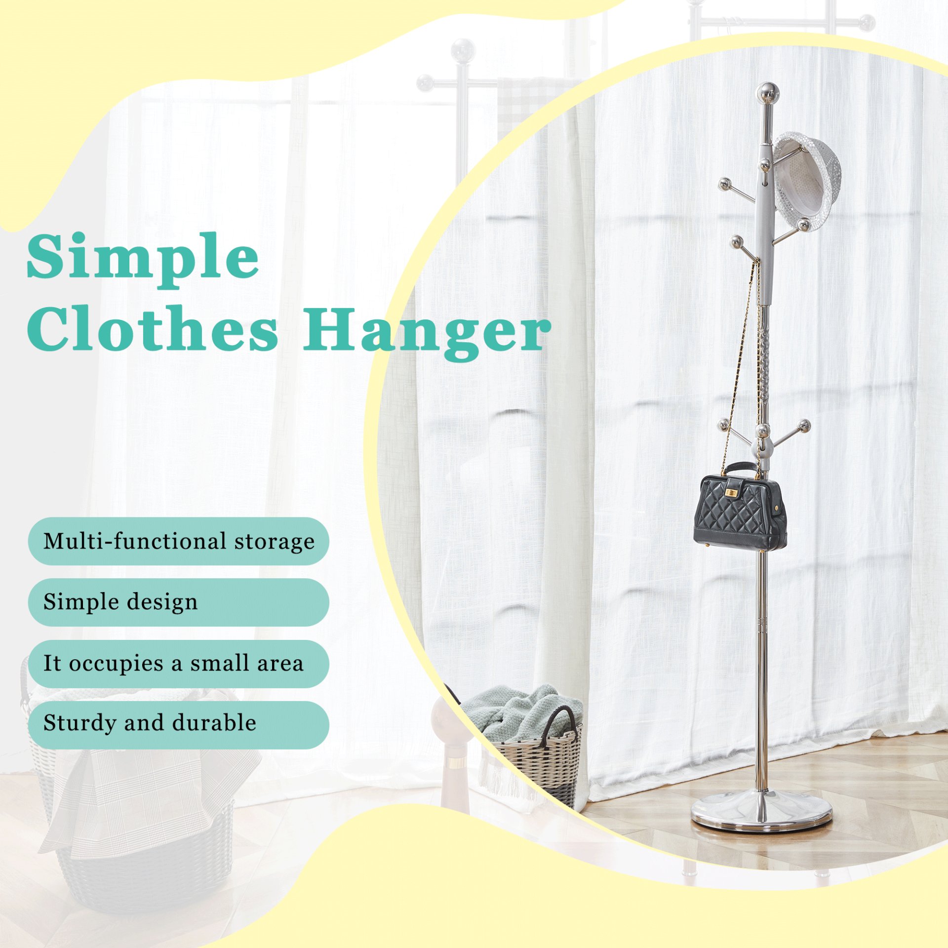 Modern Stainless Steel Spray Painted Hanger With Reinforcement 72" Raised Design Optional - Silver - Image 6