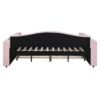 Full Size Upholstered Daybed With Storage Armrests, Trundle And Latest Integrated Bluetooth Audio System, Teddy Fleece - Pink - Image 4