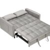 Modern Velvet Loveseat Futon Sofa Couch Pullout Bed, Small Love Seat Lounge Sofa With Reclining Backrest, Toss Pillows, Pockets, Furniture For Living Room, 3 In 1 Convertible Sleeper Sofa Bed - Gray - Image 12