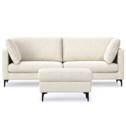 Ava - Mid Century Sofa With Ottoman Set - Cream