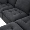 Modern Convertible Sectional L Shaped Reversible Couch Set With Free Pillows 4 Seat Suede Sleeper Sofa With Ottoman - Dark Gray - Image 11