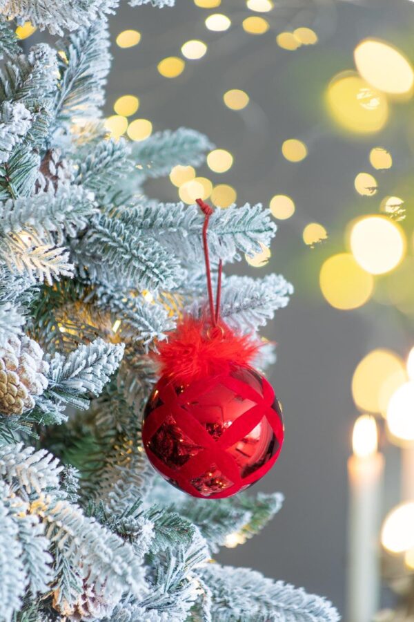 Christmas Ball Ornaments, Decorative Hanging Ball Christmas Tree Ornaments For Holiday Party Decorations (Set of 6) - Red
