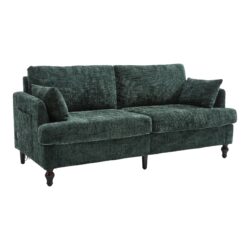 Modern Chenille 2 Seater Sofa With LED Light, USB Charging Port, And Storage Bag - Emerald