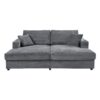 Oversized Loveseat Chaise Lounge Sectional Sofa Bed Corduroy Sleeper Sofa With 2 USB Ports, 2 Cup Holders And 2 Throw Pillows For Living Room And Bedroom - Dark Gray - Image 9