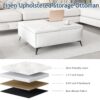Modern Wood And Fabric Square Storage Ottoman Coffee Table With Lift - Top Design - Upholstered Bench For Living Room Organization - White - Image 6