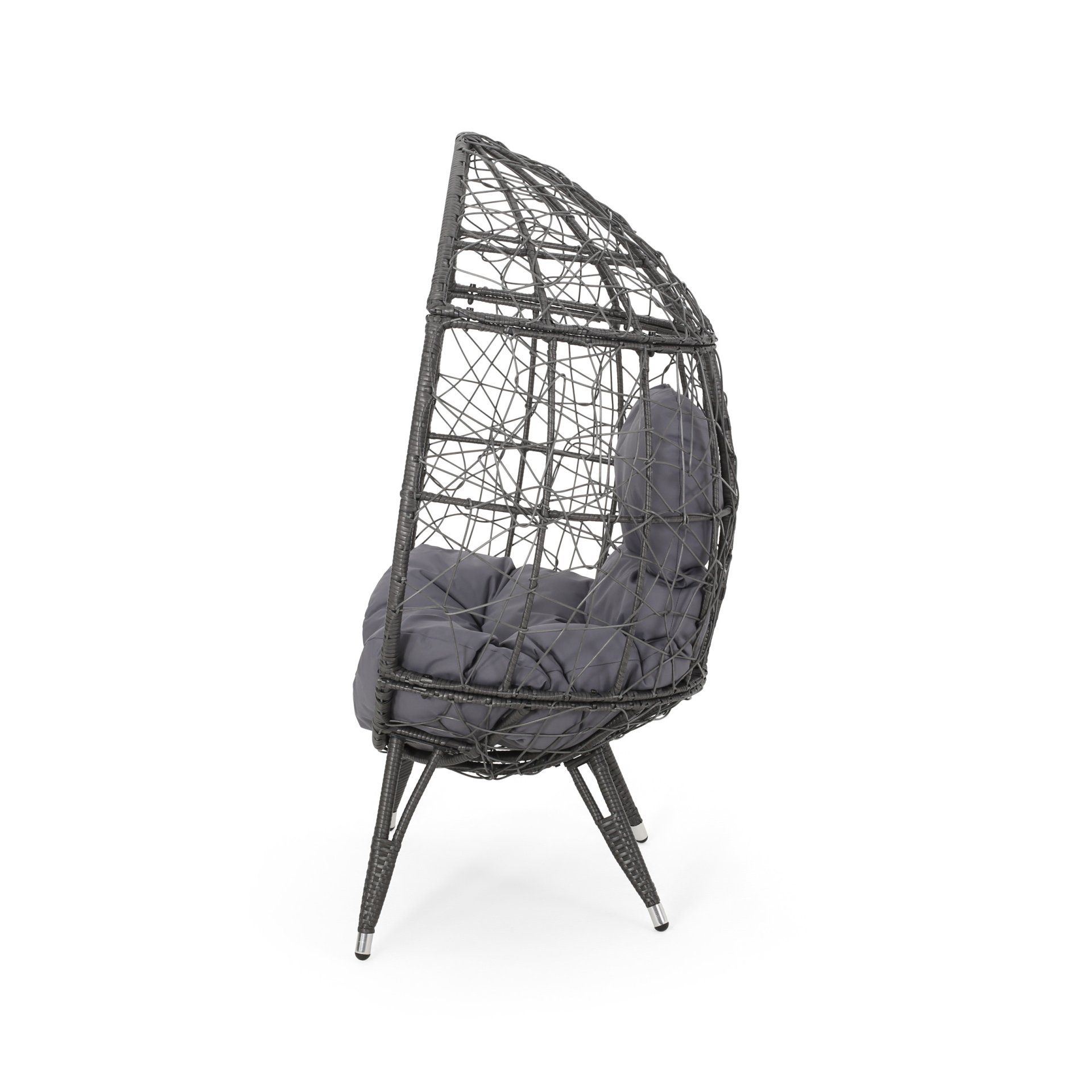 Cosmos - Round Hammered Iron Teardrop Chair - Gray - Image 8