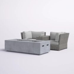 Outdoor Seating Set For 2 With Cushions - Gray Mix