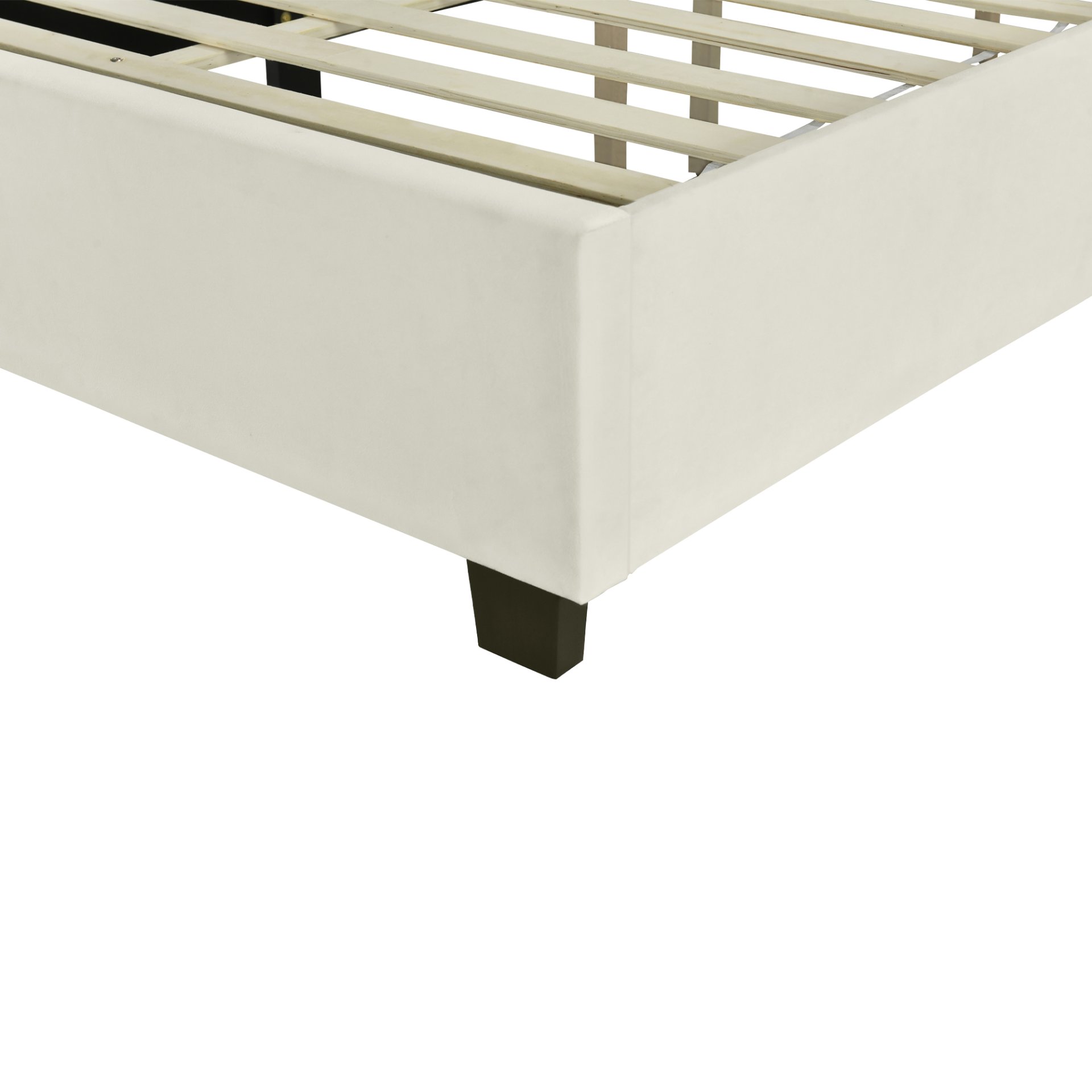 Full Size Upholstered Platform Bed With Big Headboard - Beige - Image 9