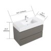 Alice - 36" Bathroom Vanity With Sink, Large Storage Wall Mounted Floating Bathroom Vanity For Modern Bathroom, One-Piece Sink Basin Without Drain And Faucet - Gray / White - Image 5