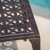 Lunaire - Outdoor Square Cast Aluminum Side Table With Lattice Top And Curved Legs - Bronze - Image 8