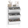 Modern Shoe Storage Cabinet With 3 Flip Drawers And Metal Frame For Entryway - Brushed Nickel - Image 14