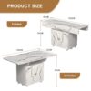 Versatile Marble Folding Dining Table With Storage Rack And Cabinet, 6 Wheels - White - Image 3