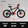 S20101 20" Kids' Bike, Boys Girls Mountain Bike Ages 8-12, 7 Speed Teenager Children Kids' Bicycles, Front Suspension Disc Brake Rear V-Brake, High Steel Frame - White - Image 3