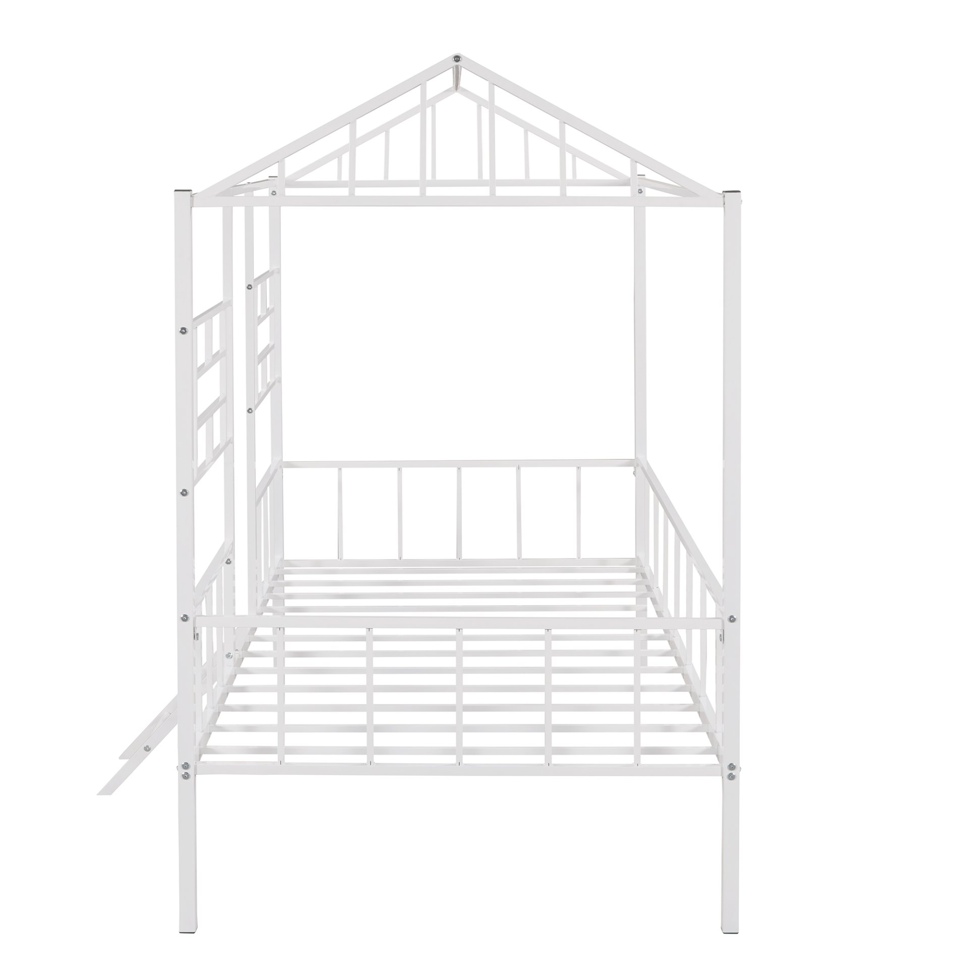 House Bed Frame Twin Size With Slatted Support No Box Spring Needed - White - Image 13