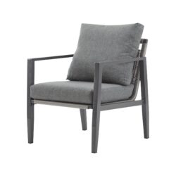 Modern Aluminum Lounge Chair With Rope Accents And Cushions For Indoor And Outdoor Spaces - Gray