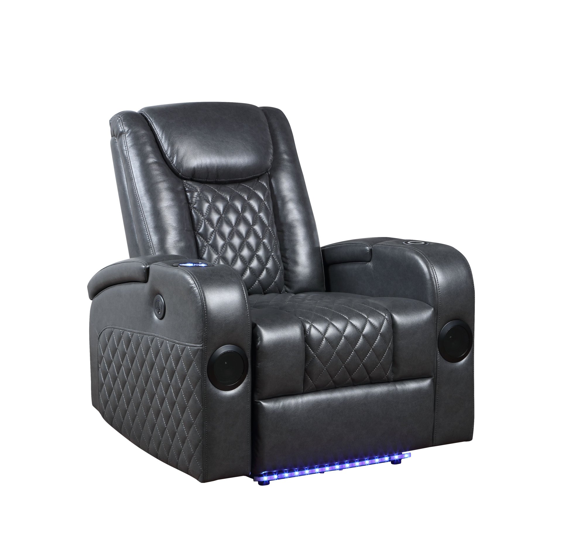 Alair - Leather Aire Power Motion Recliner With Bluetooth, Wireless Charger Cupholder - Dark Gray - Image 11