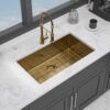Undermount Kitchen Sink 32" X 19", 16 Gauge Deep Single Bowl - Gold - Image 5
